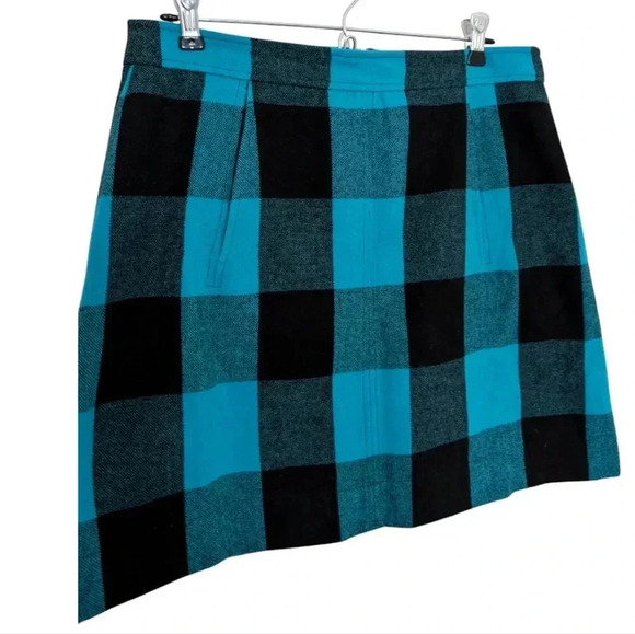 Banana Republic  Mini Skirt Turquoise Black Buffalo Plaid Check Women's size 10 - Picture 5 of 15